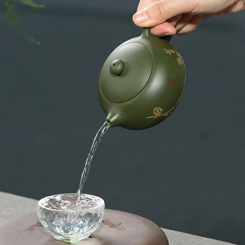 260CC Real Handmade Boutique Green Kettle Yixing Purple Clay Teapot Puer Tea Set Kung Fu shixi Zisha Teaware Tea Pot