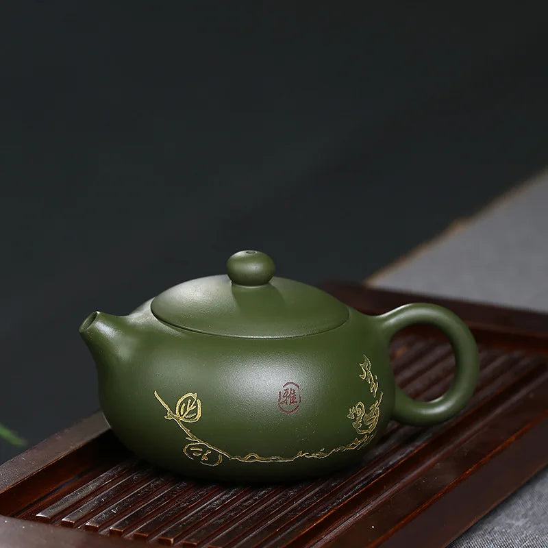 260CC Real Handmade Boutique Green Kettle Yixing Purple Clay Teapot Puer Tea Set Kung Fu shixi Zisha Teaware Tea Pot