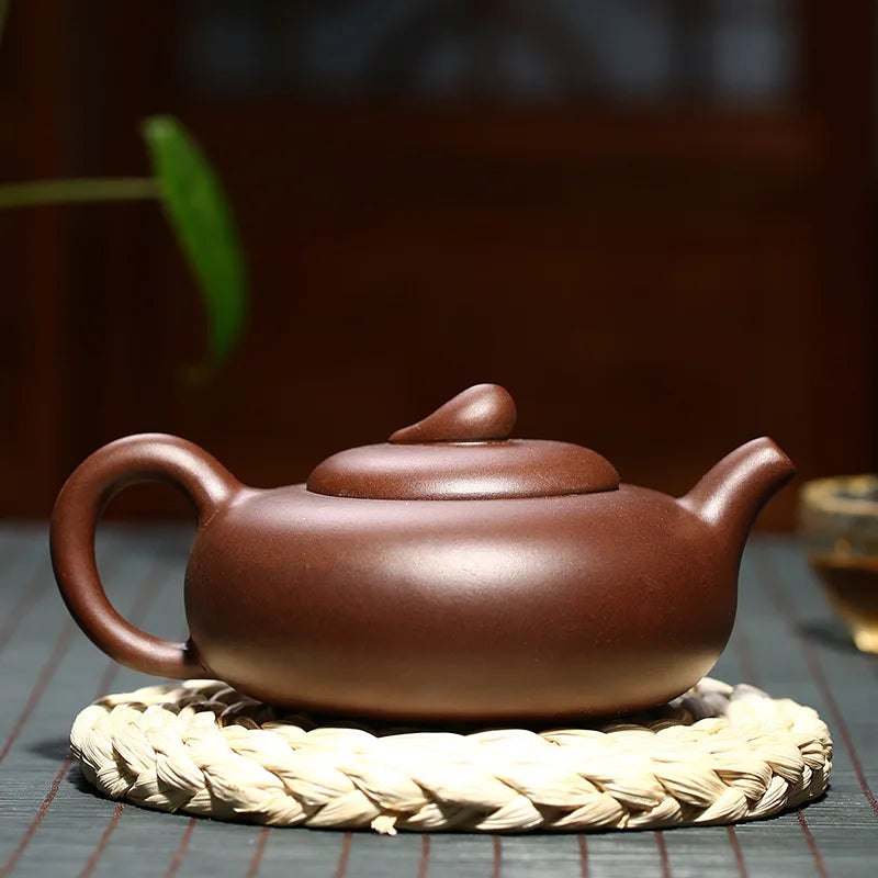 260ML Mechanical Production Clay Teapot Oblate Yixing Tea Pot Puli Teaware Oolong Tea Set Traditional Chinese Filter Kettle