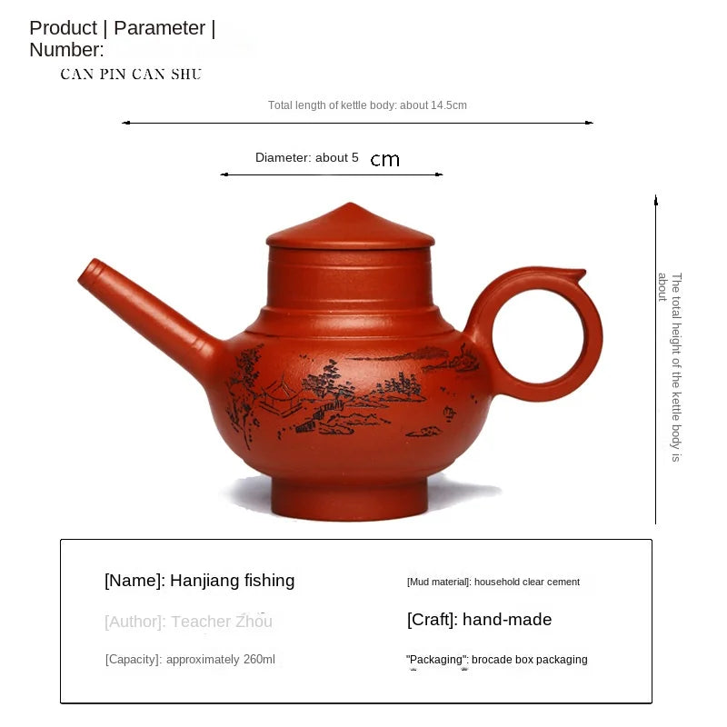 260ml Yixing Zisha Teapot Handmade Teapot Purple Clay Pot Teaware Tea Making Tools Kettle Tea Utensils Home Tea Accessories
