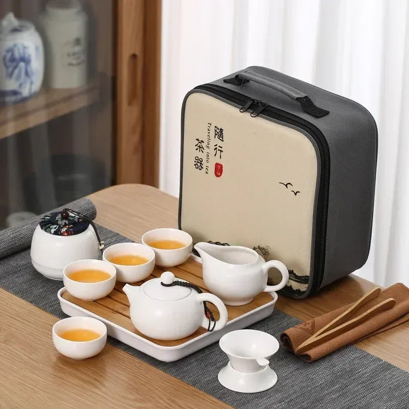 Tea Set Purple Clay Portable Teapot Set Outdoor Travel Gaiwan Tea Cups of Tea Ceremony Teacup Fine Gift Organizer