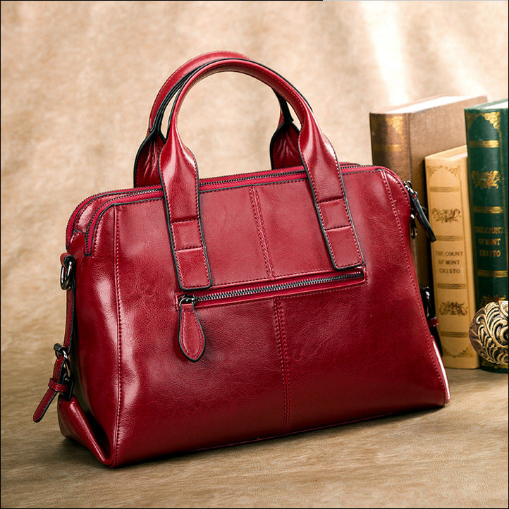 Genuine Leather Large Top Handle Bag for Women, New Fashionable Minimalist Cowhide Crossbody Purse, Stylish Everyday Handbag for Ladies