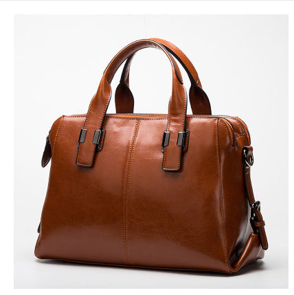 Genuine Leather Large Top Handle Bag for Women, New Fashionable Minimalist Cowhide Crossbody Purse, Stylish Everyday Handbag for Ladies