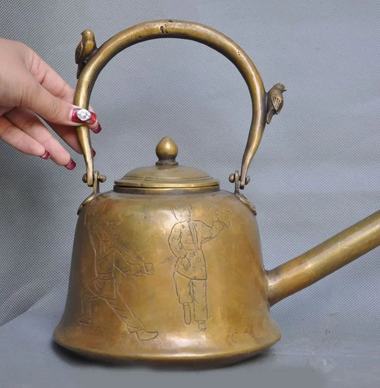28"Tibetan Temple Collection Old Bronze long spout Pot make Tea TLong spouted kettle  teapot Tea Pot Long mouth Kung Fu Tea