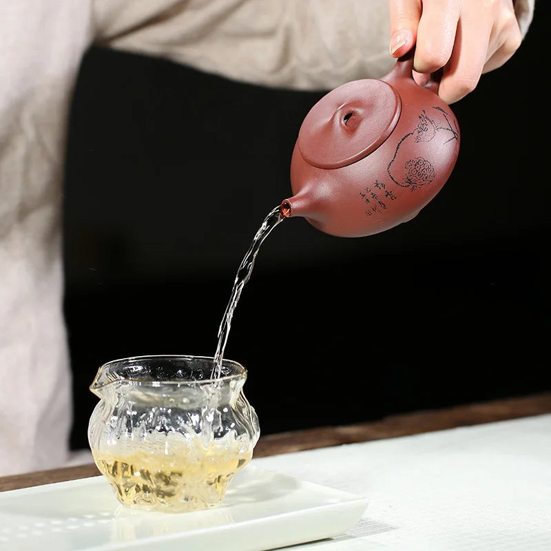 280cc Yixing Zisha Teapot Flat Xishi Pot Chinese Tea Ceremony Zisha Teapot Raw Clay Handmade Teapot