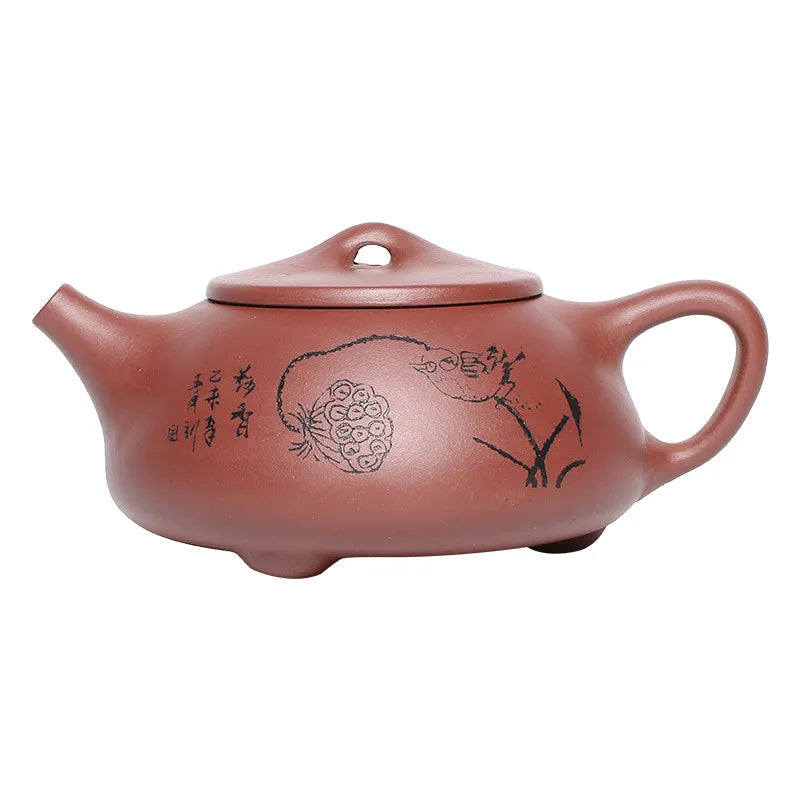 280cc Yixing Zisha Teapot Flat Xishi Pot Chinese Tea Ceremony Zisha Teapot Raw Clay Handmade Teapot