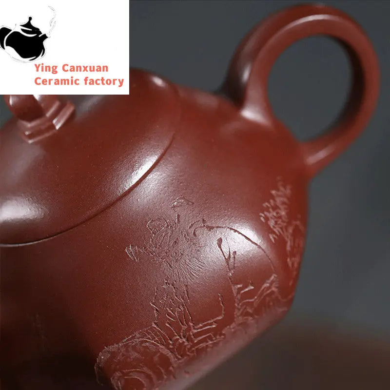 280ml Yixing Handmade Purple Clay Teapots Famous Artists Tea Pot Raw Ore Blood Dragon Sand Kettle Chinese Zisha Tea Set Teaware