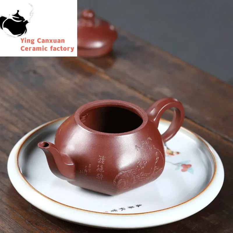 280ml Yixing Handmade Purple Clay Teapots Famous Artists Tea Pot Raw Ore Blood Dragon Sand Kettle Chinese Zisha Tea Set Teaware