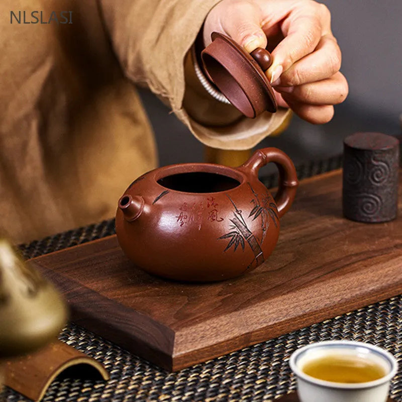 230ML Yixing Raw Ore Purple Clay Teapot Handmade Dahongpao Xishi Tea Pot Home Zisha Teaware Classic Beauty Filter Tea Kettle