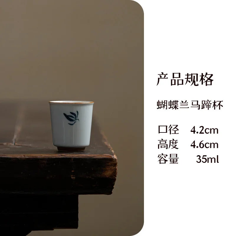 2pc/set Hand-painted Orchid Ceramic Teacup Japanese Mug Jug Tea Cup Set Sample Teacup Master Cups Personal Cup Cafes Teaware