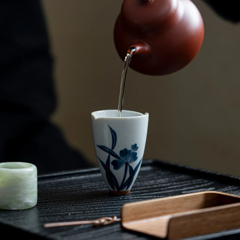 2pc/set Hand-painted Orchid Ceramic Teacup Japanese Mug Jug Tea Cup Set Sample Teacup Master Cups Personal Cup Cafes Teaware