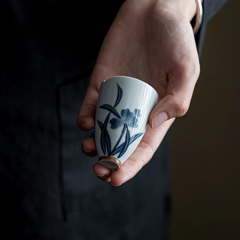 2pc/set Hand-painted Orchid Ceramic Teacup Japanese Mug Jug Tea Cup Set Sample Teacup Master Cups Personal Cup Cafes Teaware