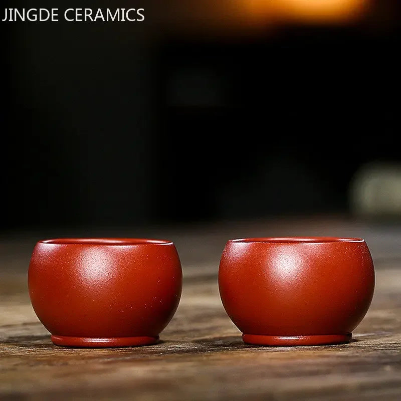 2pcs Chinese Dahongpao Purple Clay Tea Cup Handmade Portable Small Tea Bowl Tradition Puer Teaware Mug Zisha Teacup Master Cups