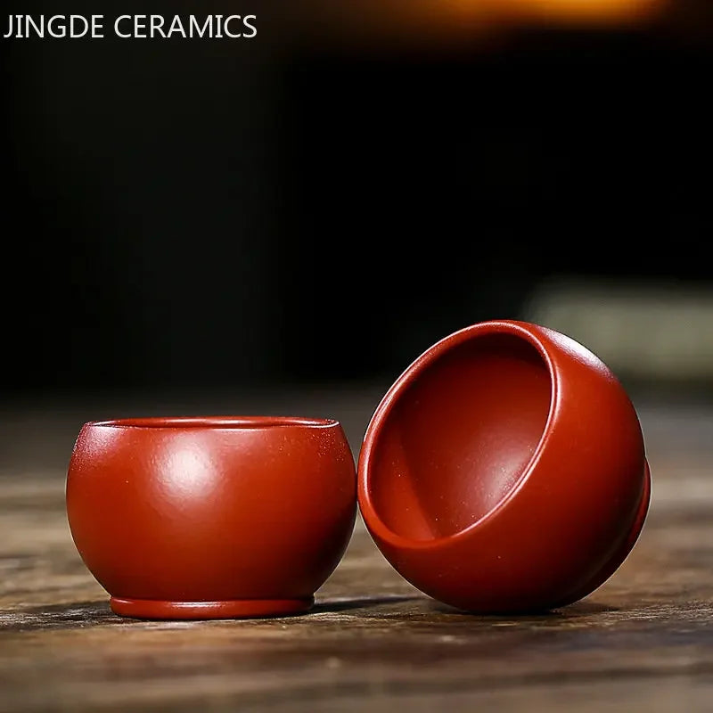 2pcs Chinese Dahongpao Purple Clay Tea Cup Handmade Portable Small Tea Bowl Tradition Puer Teaware Mug Zisha Teacup Master Cups