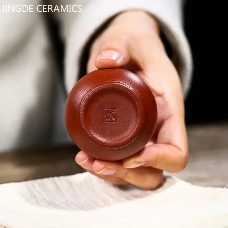 2pcs Chinese Dahongpao Purple Clay Tea Cup Handmade Portable Small Tea Bowl Tradition Puer Teaware Mug Zisha Teacup Master Cups