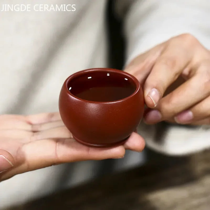 2pcs Chinese Dahongpao Purple Clay Tea Cup Handmade Portable Small Tea Bowl Tradition Puer Teaware Mug Zisha Teacup Master Cups