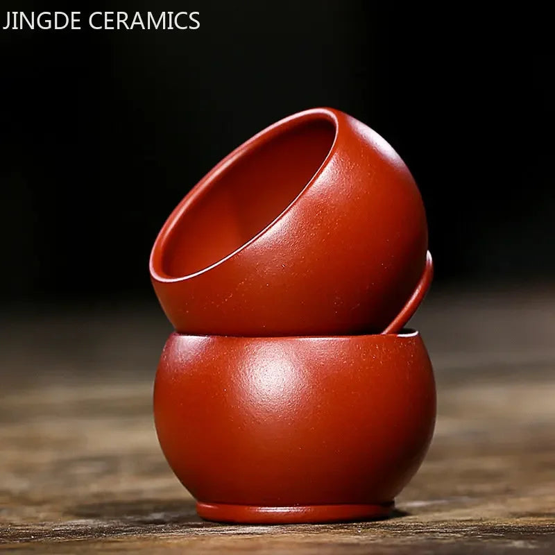 2pcs Chinese Dahongpao Purple Clay Tea Cup Handmade Portable Small Tea Bowl Tradition Puer Teaware Mug Zisha Teacup Master Cups