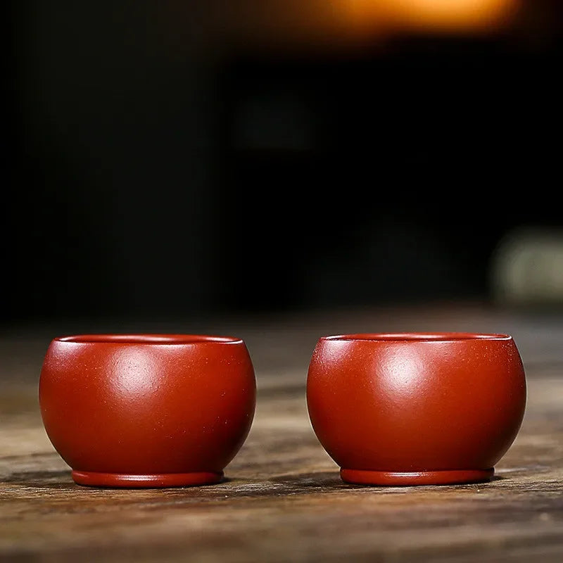 2pcs Chinese Dahongpao Purple Clay Tea Cup Handmade Portable Small Tea Bowl Tradition Puer Teaware Mug Zisha Teacup Master Cups