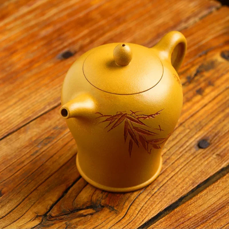 300ML Big Yellow Teapot Yixing Purple Clay Teapot Zisha Tea Pot Handmade Kung Fu Tea Set Teaware