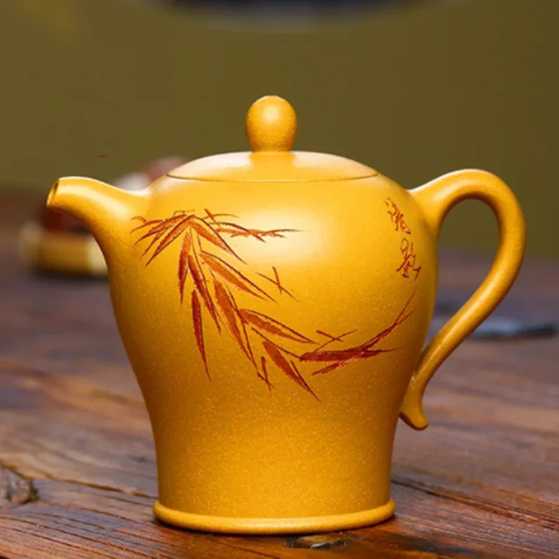 300ML Big Yellow Teapot Yixing Purple Clay Teapot Zisha Tea Pot Handmade Kung Fu Tea Set Teaware
