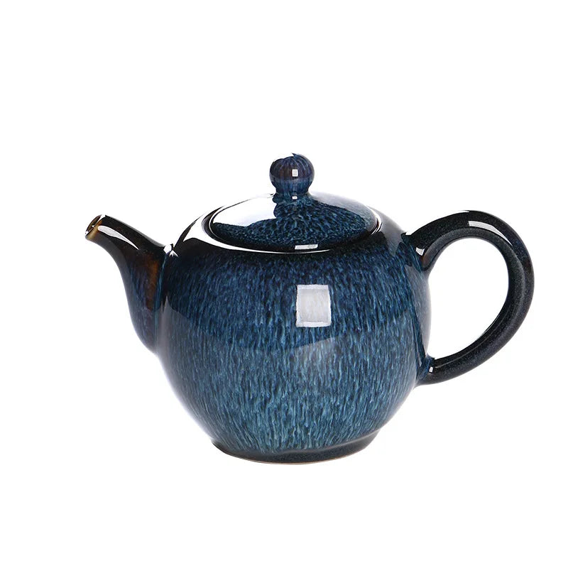 300ml Tianmu Glazed Tea Pot Single Pot Ceramic Fully Handmade TeaPot Single Tea Set Zisha Teapot Clay Heated Kettle Teapots Bar
