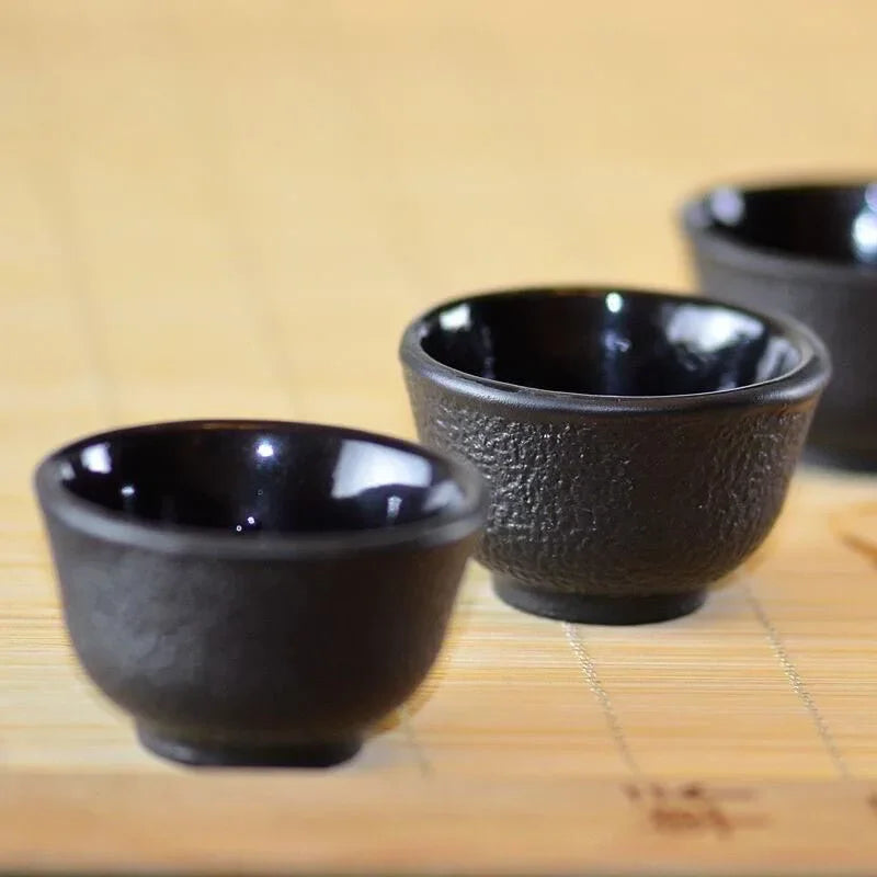 30ml Mini Black Cast Iron Teacups Japanese Tea Cups Set Cast Iron Teapot Drinkware Tools Tea Accessorries