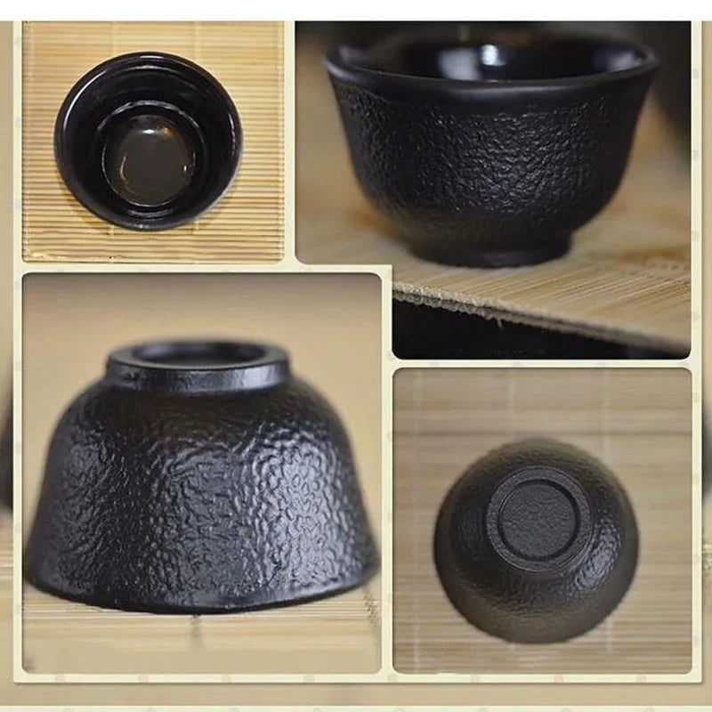 30ml Mini Black Cast Iron Teacups Japanese Tea Cups Set Cast Iron Teapot Drinkware Tools Tea Accessorries