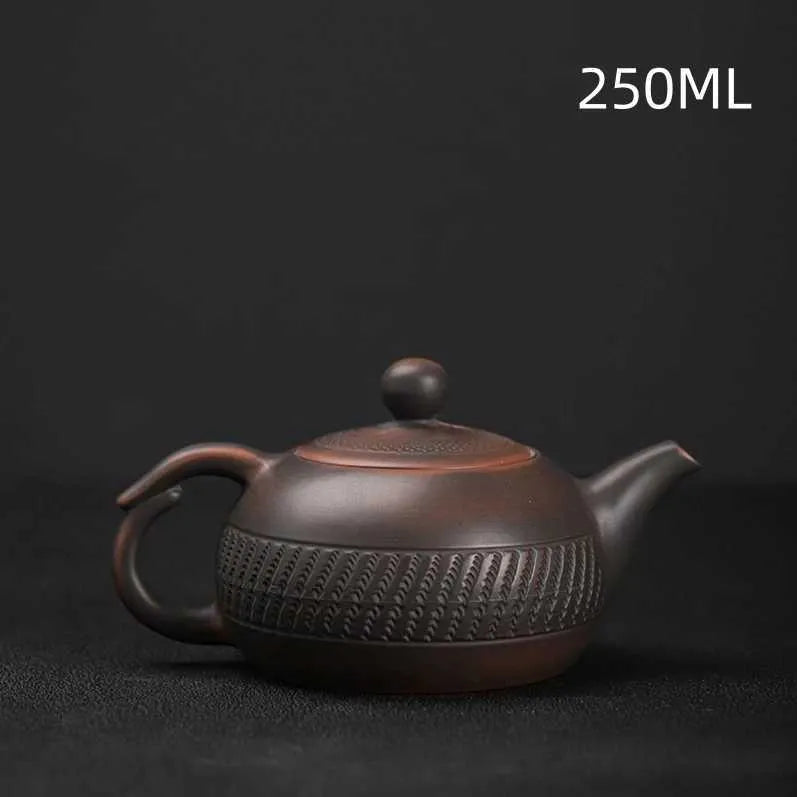 Teapots Vintage carved purple pottery teapot Chinese Kung Fu teapot single teapot Chinese teapot y240701