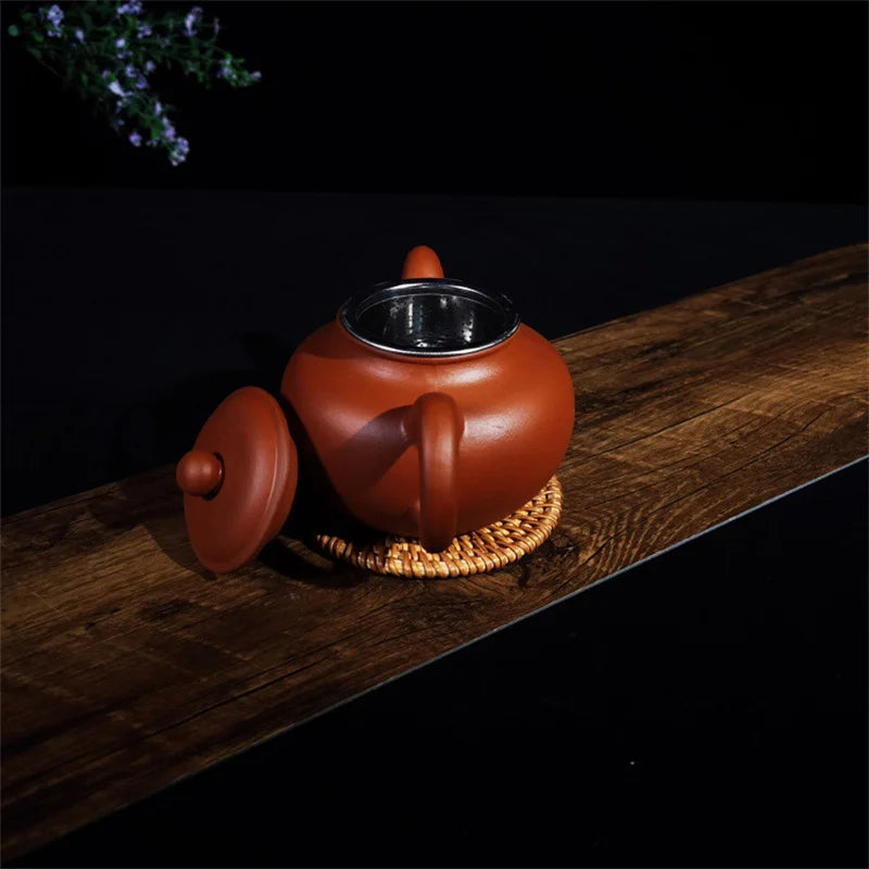 320ml Purple Clay Teapots Chinese Kung Fu Tea Set Master Hand Carved Teapot with Tea Infuser Green Tea Filter Kettle Tea