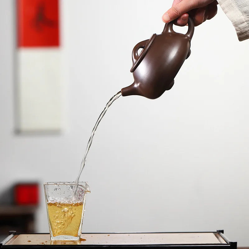 330cc New Chinese style purple sand painted gold Dahongpao tea pot, household tea ceremony tea set puer tea kung fu