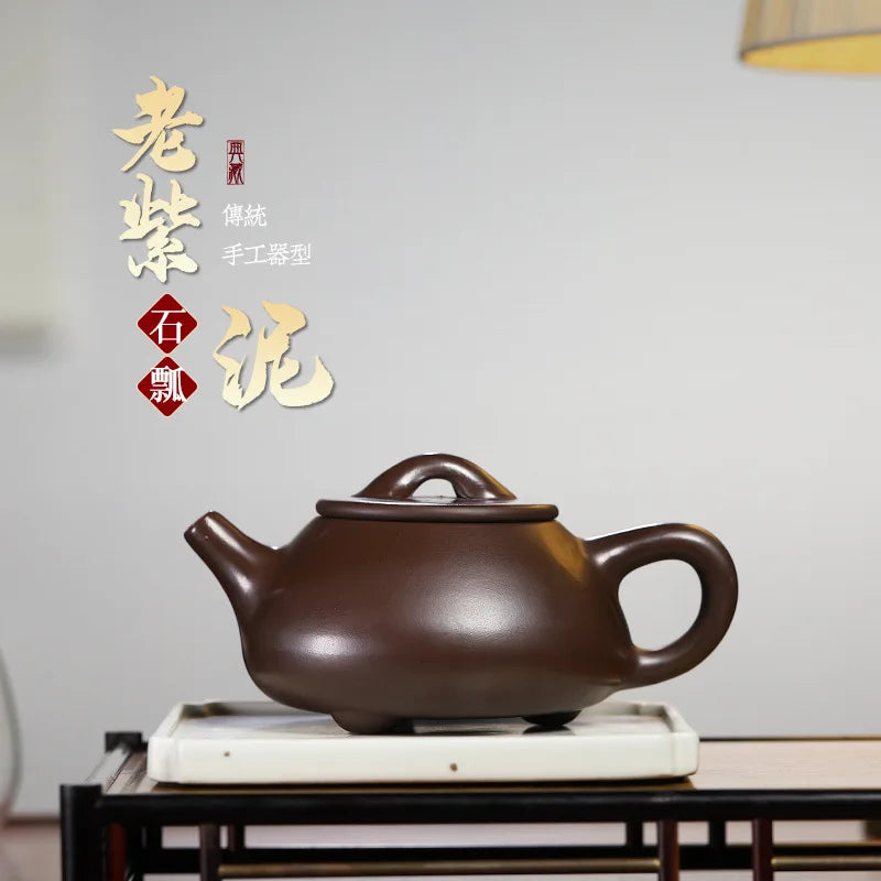 330cc New Chinese style purple sand painted gold Dahongpao tea pot, household tea ceremony tea set puer tea kung fu