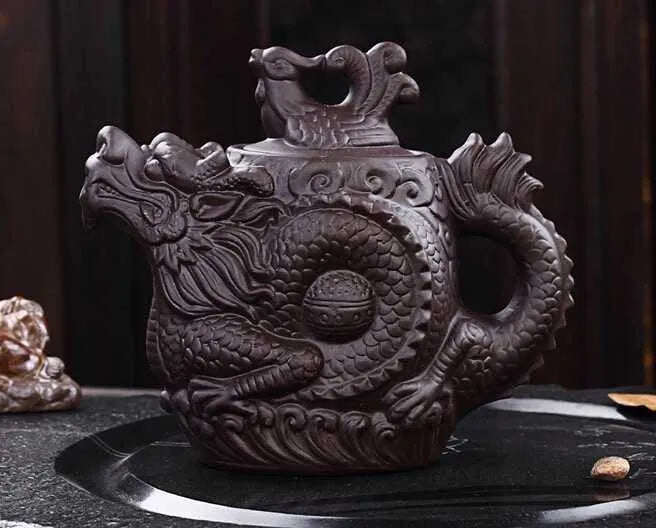 Teapots Direct delivery of purple clay teapot traditional Chinese teapot Dragon and Phoenix teapot premium tea purple clay tea set y240701