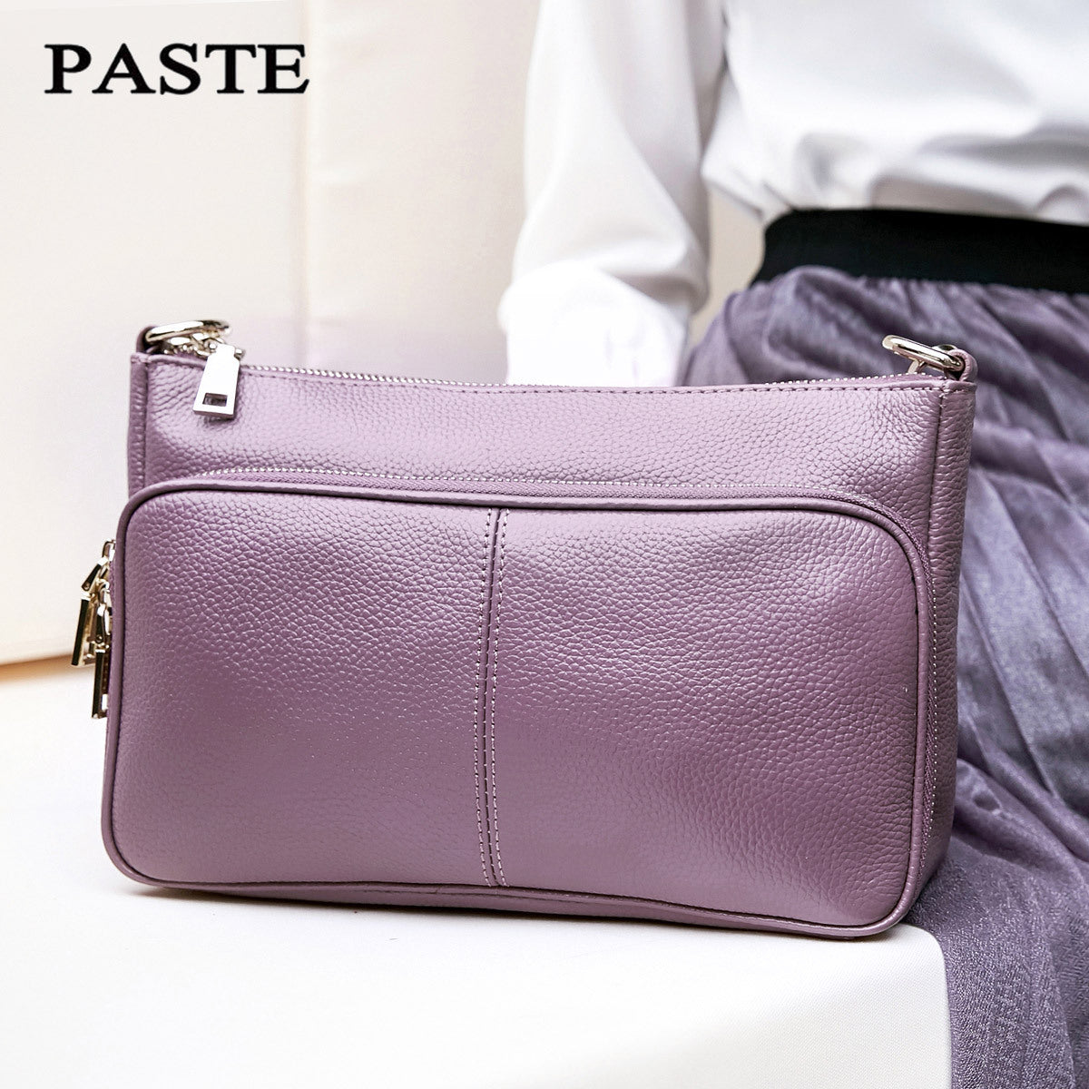 Genuine Top Layer Cowhide Soft Leather Small Crossbody Bag for Women, New Versatile Shoulder Top Handle Purse, Trendy Multifunctional Handbag 0170 for Ladies