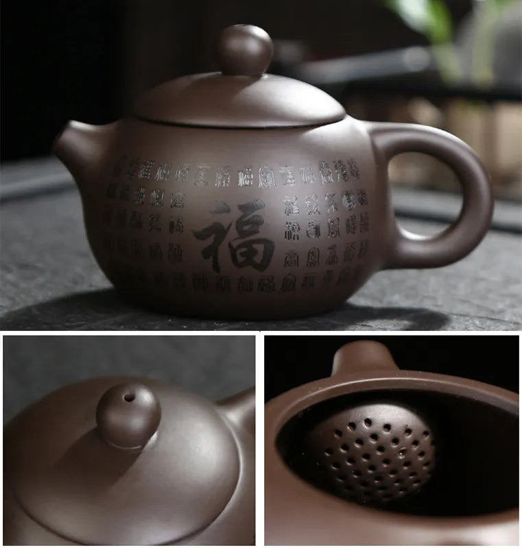 Chinese tea set vintage purple sand tea set Portable Travel Tea Set A pot of four cups Zisha Kung Fu Travel Teapot Gift Set