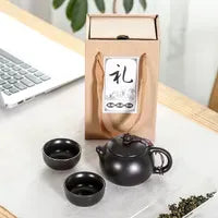 Portable Chinese Kung Fu Tea Set with Purple Ceramic Teapot, Gaiwan and Teacups for Tea Ceremony LL