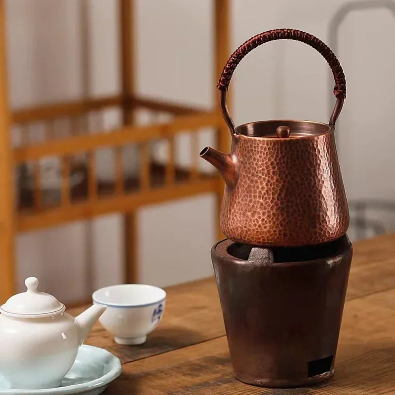 400ML Handmade Teapot Tea Kettle Hammered Handmade Retro Pot Pure Copper Teaware