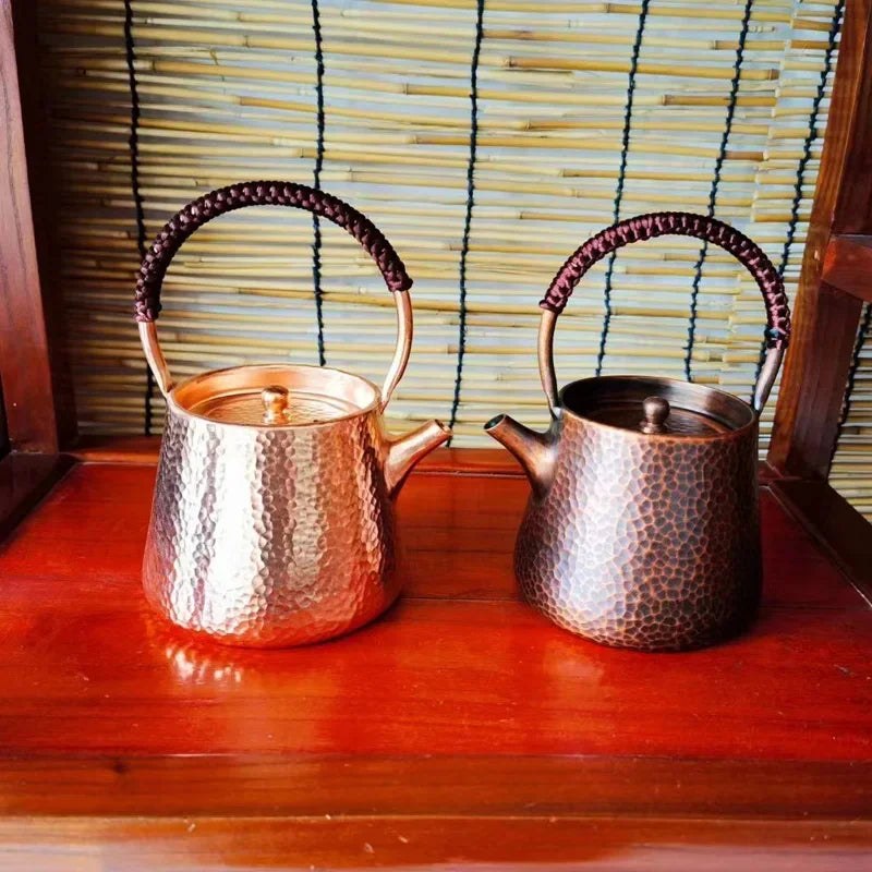 400ML Handmade Teapot Tea Kettle Hammered Handmade Retro Pot Pure Copper Teaware