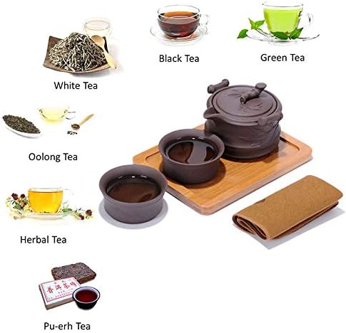 Buddy Portable Chinese Kungfu Teapot Handmade Yixing Zisha Tea Set Purple Clay Teapot Ceramic Teapot Teacups (Purple Clay)