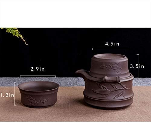 Buddy Portable Chinese Kungfu Teapot Handmade Yixing Zisha Tea Set Purple Clay Teapot Ceramic Teapot Teacups (Purple Clay)