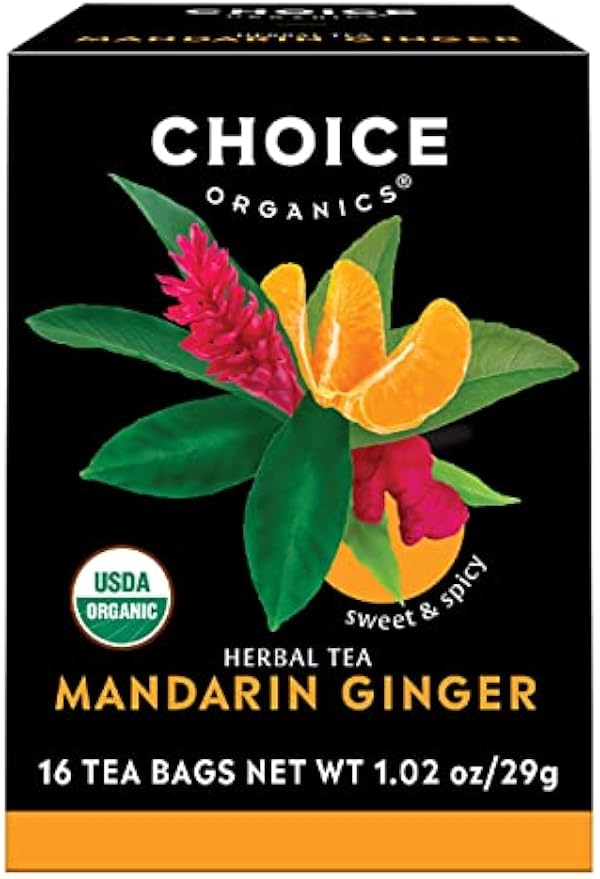 Choice Organics - Organic Mandarin Ginger Tea (1 Pack) - Organic Herbal Tea - 16 Tea Bags