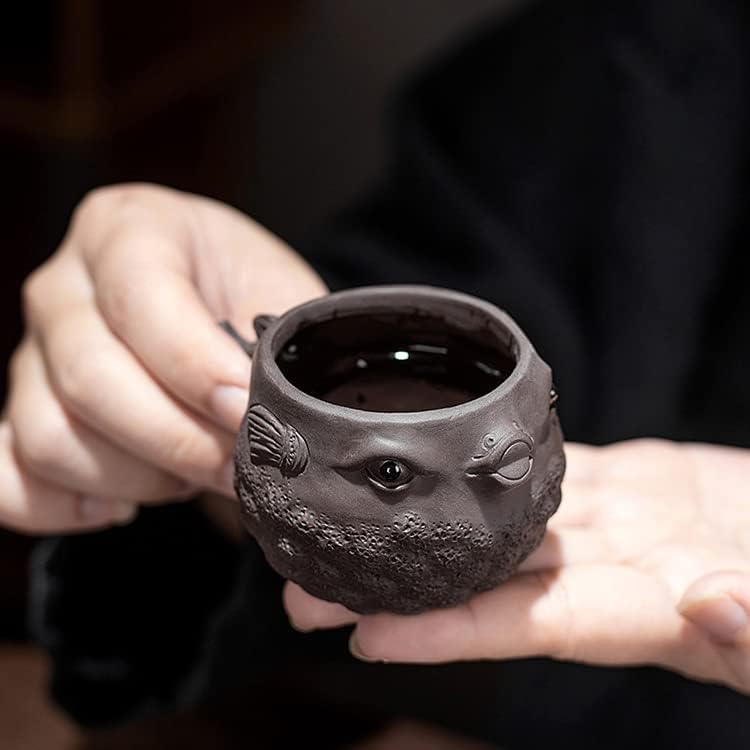 Hormsdar Pruple Clay Teapot Pure Handmade Pufferfish Tea Pot Zisha Tea Set Kettle Kung Fu Teapot (Teacup)