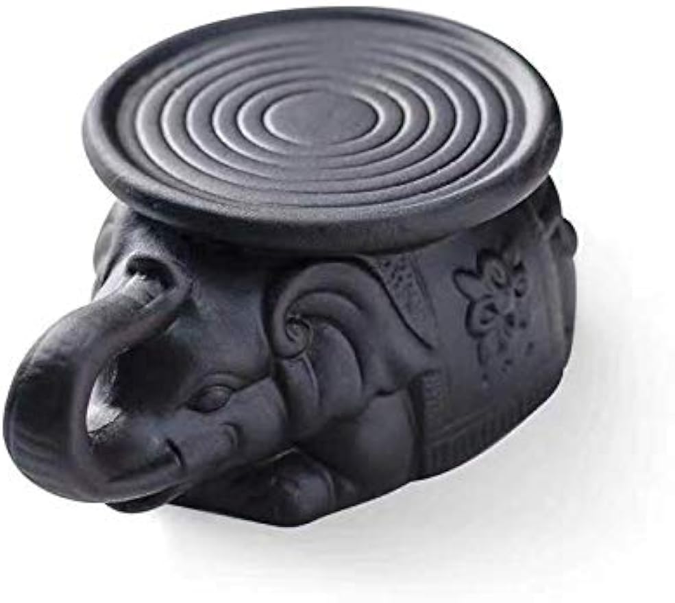 Handmade Teapot Pad, Chinese Yixing Elephant Teapot Holder, Zisha Kung Fu Ceramic Purple Sand Teapot Pad, Tea Tray Decor Tea Pet Accessories (balck)