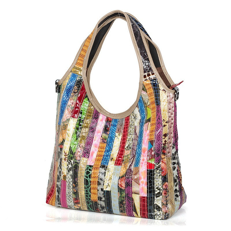 Genuine Cowhide Snakeskin Tote Handbag for Women, Designer Casual Shoulder Crossbody Purse, Trendy Leather Bag for Ladies
