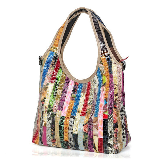 Genuine Cowhide Snakeskin Tote Handbag for Women, Designer Casual Shoulder Crossbody Purse, Trendy Leather Bag for Ladies