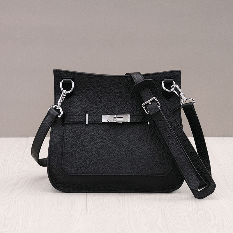 New Fall/Winter Pebbled Leather Birkin-Inspired Tote Bag for Women, Turn-Lock Top-Layer Cowhide Shoulder Crossbody Handbag with Light Luxury Fashionable Design
