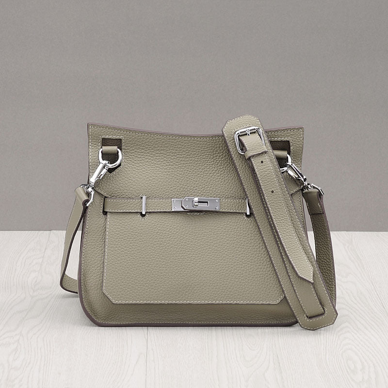 New Fall/Winter Pebbled Leather Birkin-Inspired Tote Bag for Women, Turn-Lock Top-Layer Cowhide Shoulder Crossbody Handbag with Light Luxury Fashionable Design