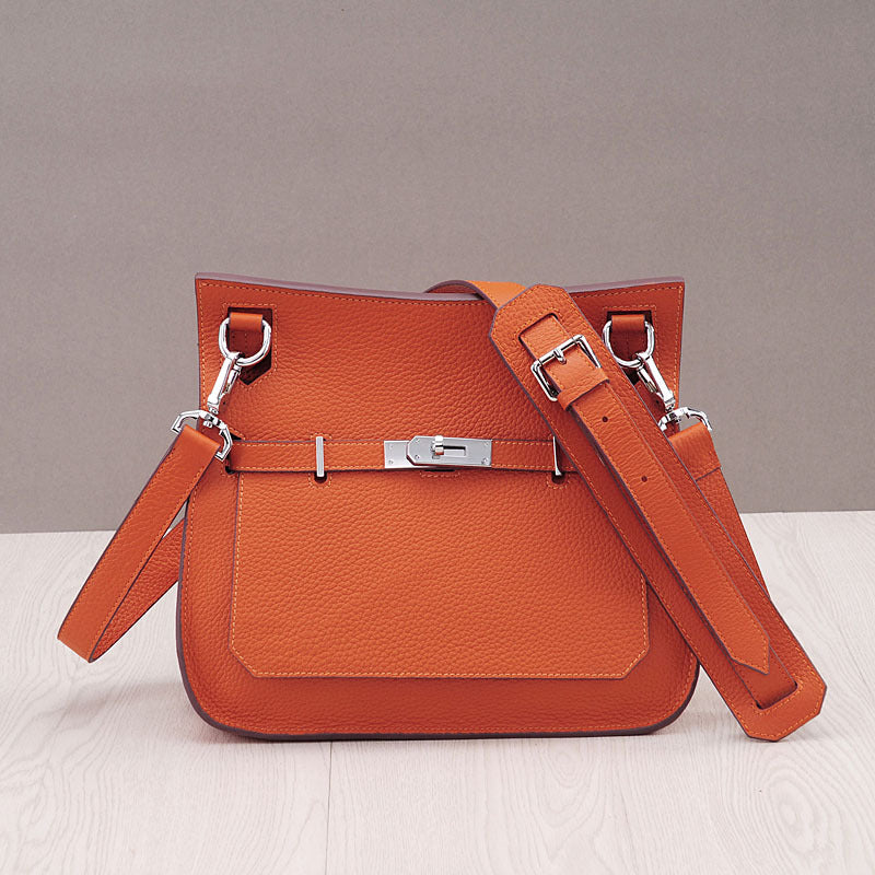 New Fall/Winter Pebbled Leather Birkin-Inspired Tote Bag for Women, Turn-Lock Top-Layer Cowhide Shoulder Crossbody Handbag with Light Luxury Fashionable Design
