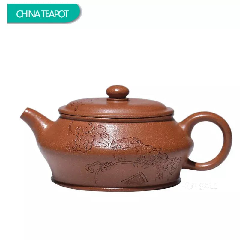 160ml Authentic Yixing Handmade Purple Clay Teapots Famous Artists Hand-carved Tea Pot Kettle Chinese Zisha Tea Set Teaware