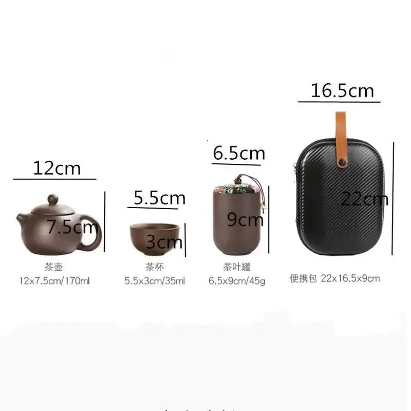 Purple Clay Travel Tea Set Home Kung Fu Tea Set Teacup Teapot Ceramics Tea Making Utensils Outdoor Portable Tea Making Utensils 240625