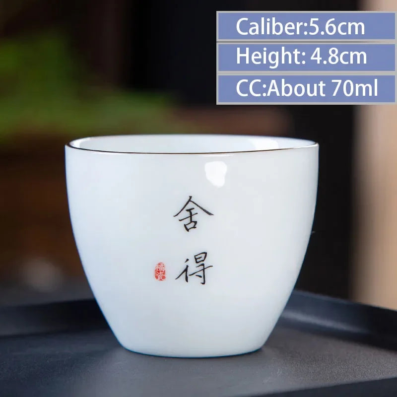 4pcs/lot Chinese Ceramic Tea Cup Thicken Anti-scalding Tea Bowl Celadon Teacup Teaware Accessories Single Cups Gifts Drinkware